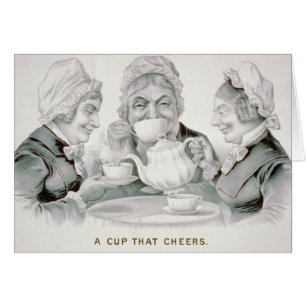 Vintag Tee-Party-Freunde, ein Cup, der jubelt