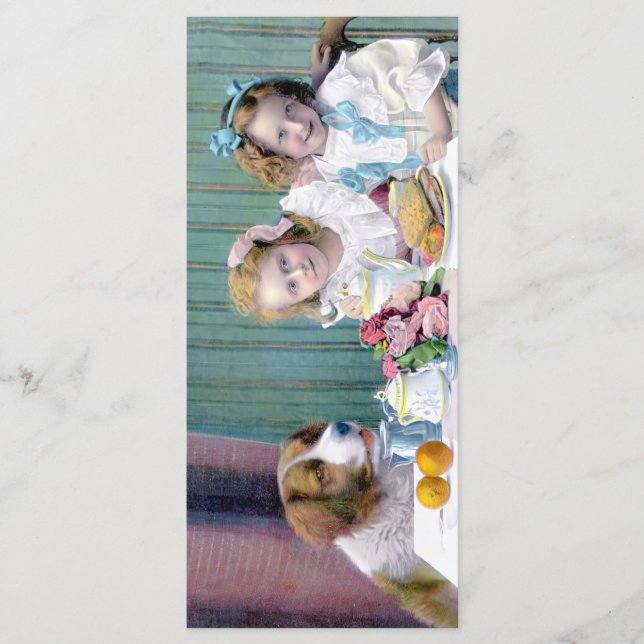 Vintag Tee-Party-Lesezeichen Menükarte (Vorderseite)