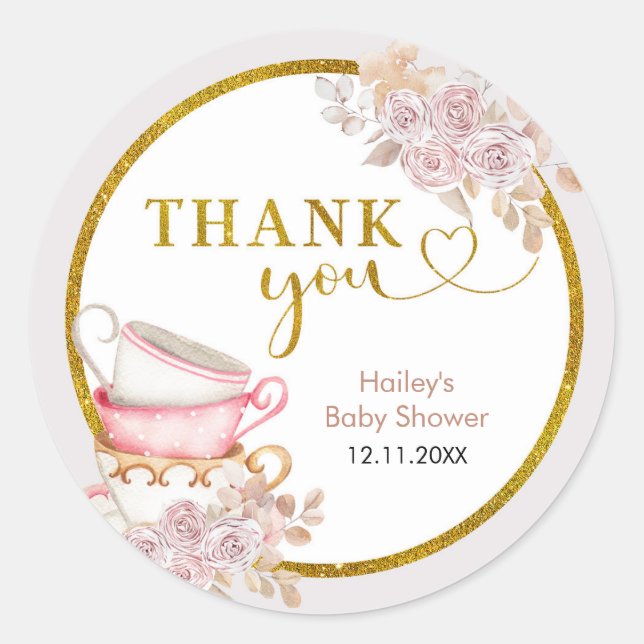 Vintag Tee-Party Vielen Dank Aufkleber (Vorderseite)