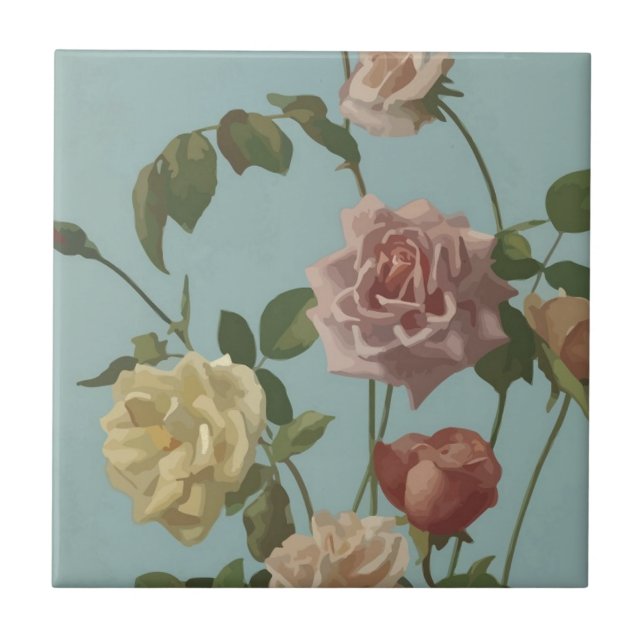 Vintag Tee Rose und Rose Fliese (Vorderseite)