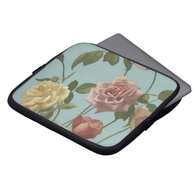 Vintag Tee Rose und Rose Laptopschutzhülle (Vorne Oben)