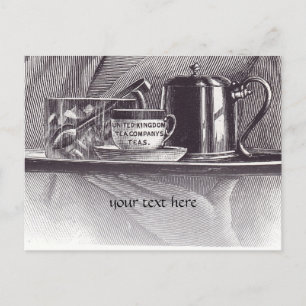 Vintag Teefach Postkarte