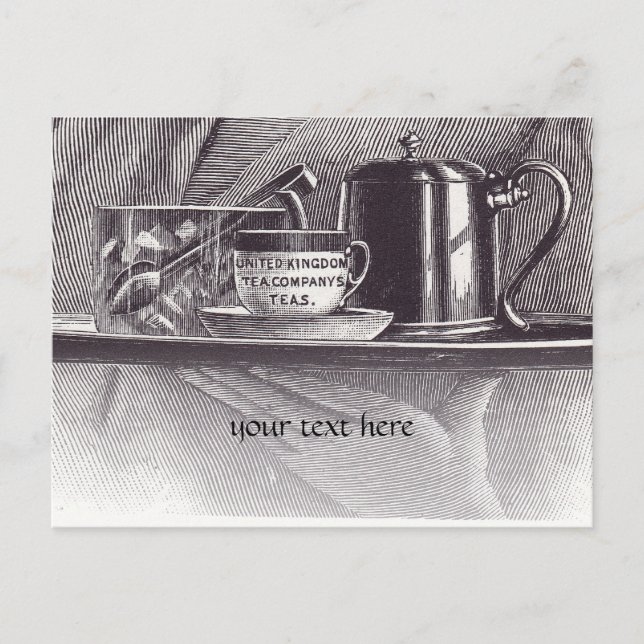 Vintag Teefach Postkarte (Vorderseite)