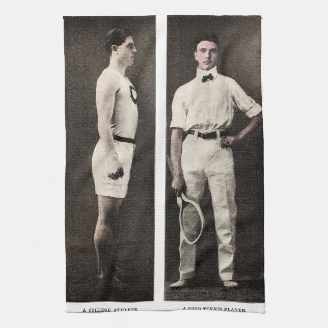 Vintag Tennis Player Athlete Pro Küchentuch (Vertikal)
