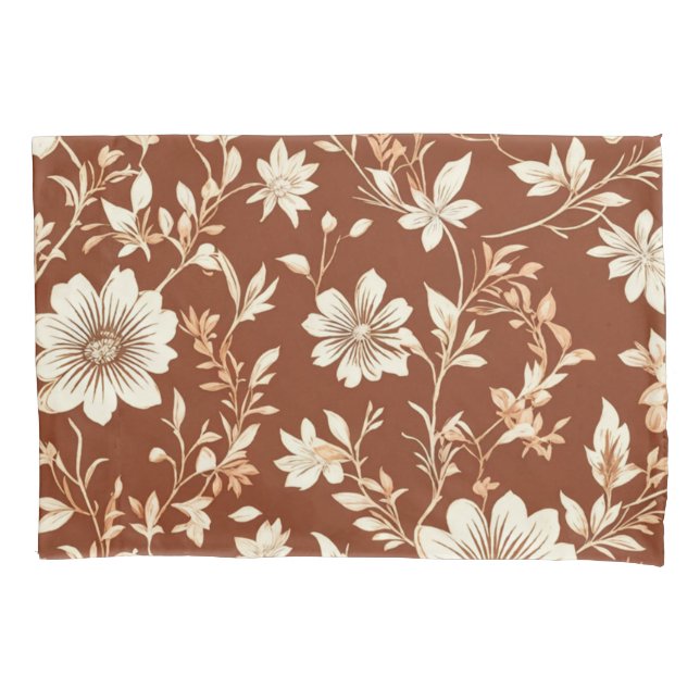 Vintag Terracotta Seamless Boho Blumenmuster Kissenbezug (Vorderseite)