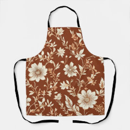 Vintag Terracotta Seamless Boho Blumenmuster Schürze