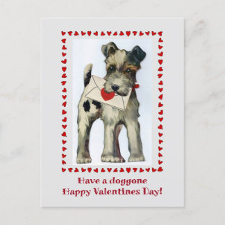Vintag Terrier Dog Valentines Postkarte