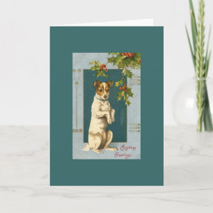 Vintag Terrier und Holly Feiertagskarte