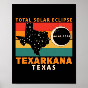 Vintag Texarkana Texas Total Solar Eclipse 2024 Poster