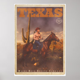 Vintag Texas Cowboy Poster