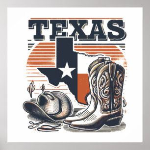 Vintag Texas Cowboy Poster