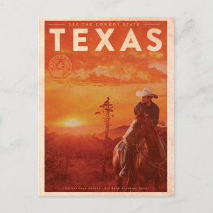 Vintag Texas Cowboy Travel Postkarte