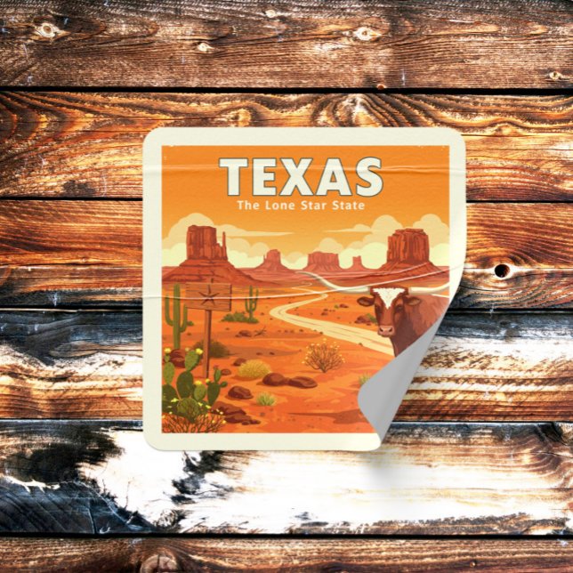 Vintag Texas Quadratischer Aufkleber (Von Creator hochgeladen)
