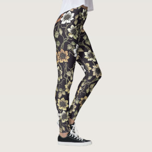Vintag texturierte Anemone Floral Hintergrund   Leggings