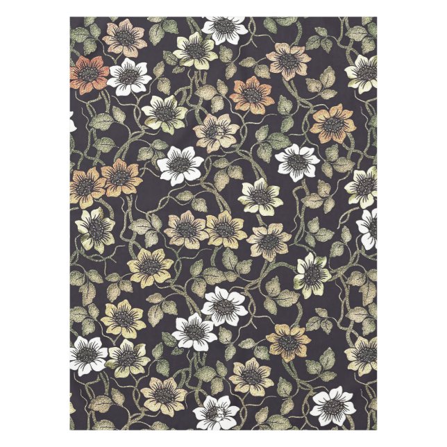 Vintag texturierte Anemone Floral Hintergrund | Tischdecke (Vorderseite)
