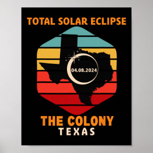 Vintag The Colony Texas Total Solar Eclipse 2024 Poster