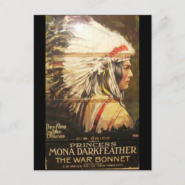 Vintag The War Bonnet 1914 Movie Postkarte (Vorderseite)