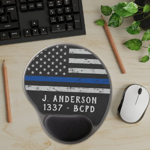Vintag Thin Blue Line Personalisierter Polizeibeam Gel Mousepad