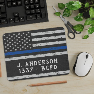 Vintag Thin Blue Line Personalisierter Polizeibeam Mousepad