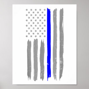 Vintag Thin Blue Line Shirt Police Support USA Fl Poster