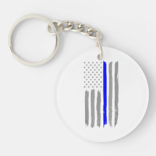 Vintag Thin Blue Line Shirt Police Support USA Fl Schlüsselanhänger