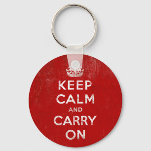 Vintag tiefrot gestört halten Sie ruhig und fahren Schlüsselanhänger