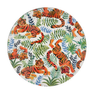 Vintag Tiger Dschungel Wasserfarbe Schneidebrett