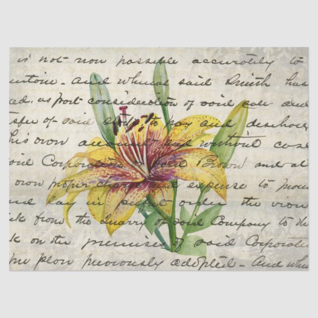 Vintag Tiger Lily Floral Ephemera Decoupage Seidenpapier (Vorderseite)