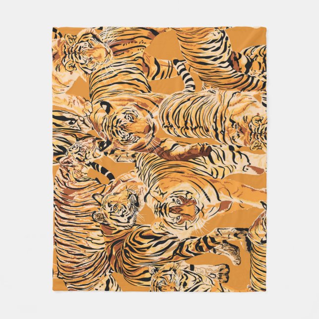 Vintag Tiger Safari Wildlife Pattern Fleecedecke (Vorderseite)