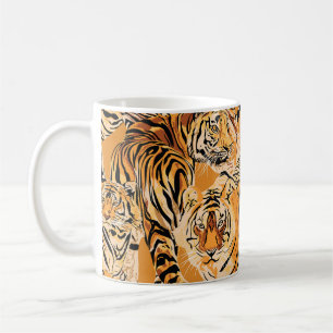 Vintag Tiger Safari Wildlife Pattern Kaffeetasse