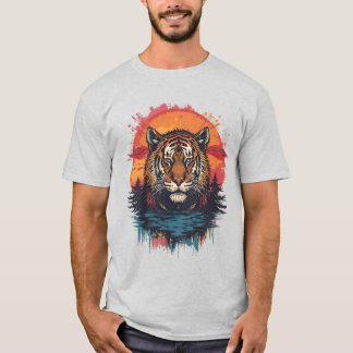 Vintag Tiger Sunset Art - Wilder Dschungel Große K T-Shirt