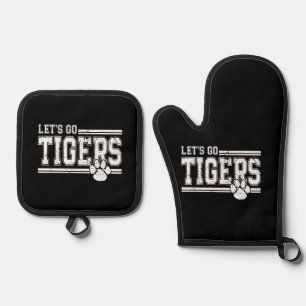 Vintag Tigers School Sports Name Retro Ofenhandschuh & Topflappen-Set