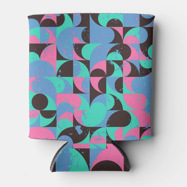 Vintag Tiles Neon Pink Green Dosenkühler (Vorderseite)