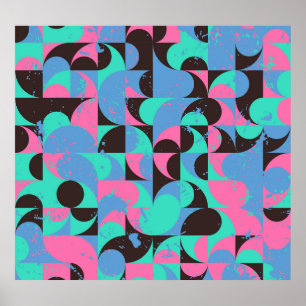 Vintag Tiles Neon Pink Green Poster