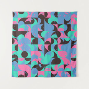 Vintag Tiles Neon Pink Green Wandteppich