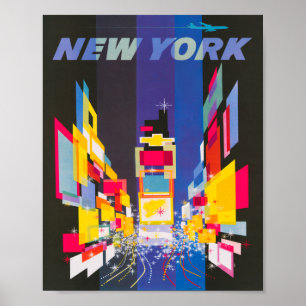 Vintag Time Square Travel Poster