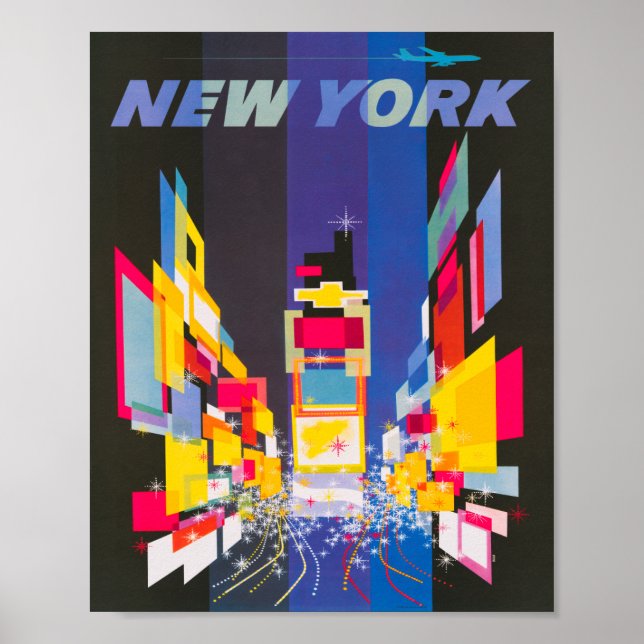 Vintag Time Square Travel Poster (Vorne)