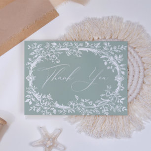 Vintag TimelessFloral Green Baby Dusche Vielen Dan Dankeskarte