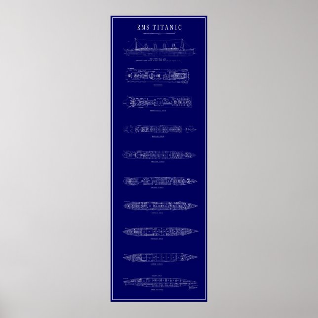 VINTAG TITANISCHE BLUEPRINT POSTER (Vorne)