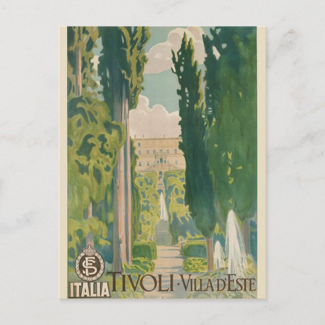Vintag Tivoli Italien Italienische Villa Reisen Postkarte (Vorderseite)