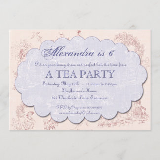 Vintag Toile Birthday Tee Party Einladung
