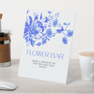 Vintag Toile Floral Bouquet Blume Bar Sockelschild
