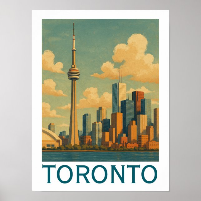 Vintag Toronto Canada - CN Tower Skyline Poster (Vorne)