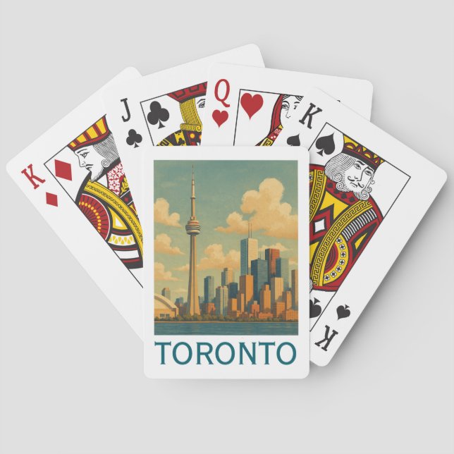 Vintag Toronto Canada - CN Tower Skyline Spielkarten (Rückseite)