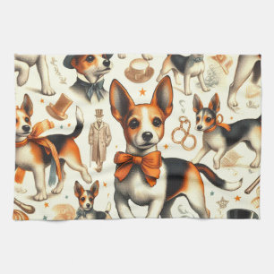 Vintag Toy Fox Terrier Nahtlos Geschirrtuch