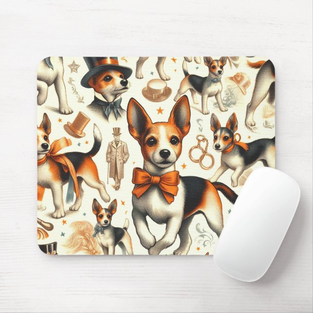 Vintag Toy Fox Terrier Nahtlos Mousepad (Mit Mouse)