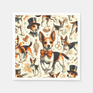 Vintag Toy Fox Terrier Nahtlos Serviette
