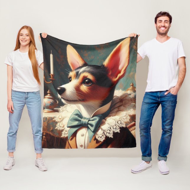 Vintag Toy Fox Terrier Painting Fleecedecke (Beispiel)
