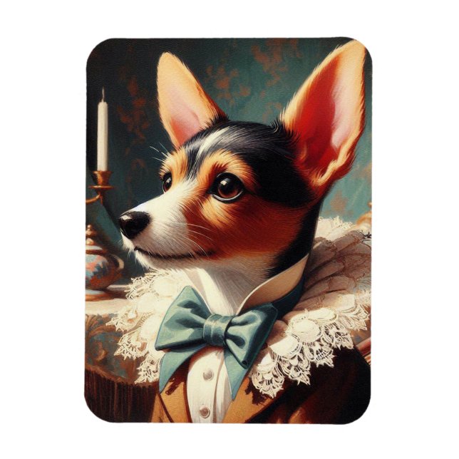 Vintag Toy Fox Terrier Painting Magnet (Vertikal)