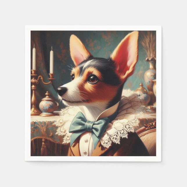 Vintag Toy Fox Terrier Painting Serviette (Vorderseite)